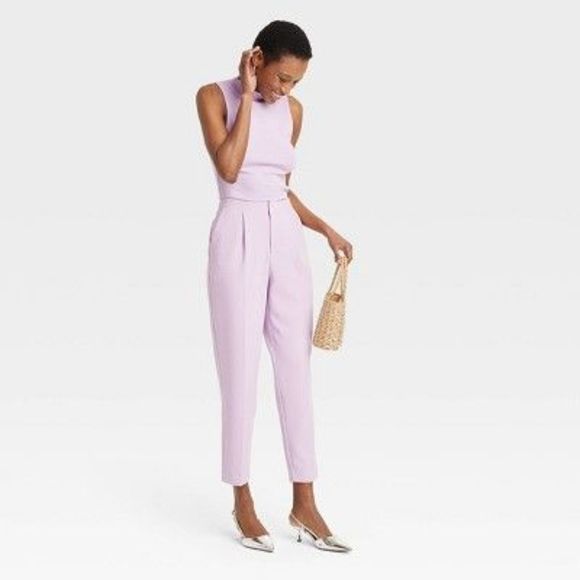 Women's High-Rise Tailored Trousers - A New Day Lavender 2 - Picture 2 of 2